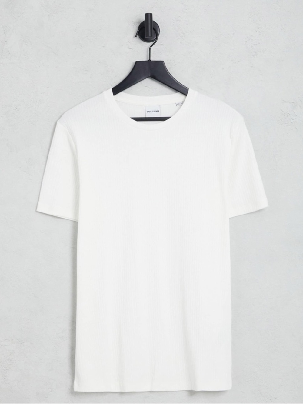Jack & Jones Originals White Ribbed Crew Neck T-Shirt - Picture 4 of 5